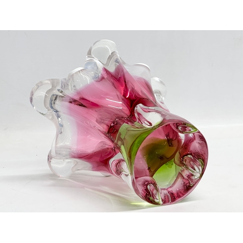 63 - A Mid 20th Century Bohemian glass vase designed by Josef Hospodka for Chribska Glassworks. 15x17cm