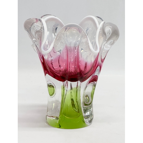 63 - A Mid 20th Century Bohemian glass vase designed by Josef Hospodka for Chribska Glassworks. 15x17cm