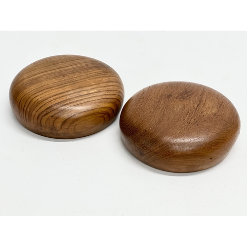 65 - 2 Mid Century teak bowls. 14.5x5cm