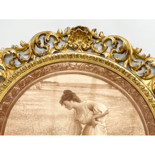 3 - A pair of large excellent quality Victorian prints in gilt wooden frames. 72x72cm