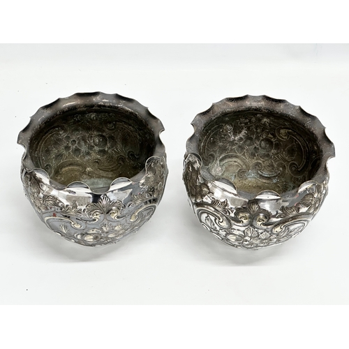 74 - A pair of Late 19th Century Lee & Wigfull plated Art Nouveau jardinières/planters. 19x14cm