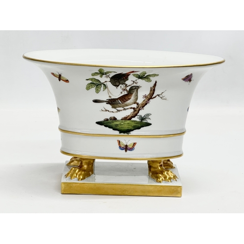 16 - A pair of Early 20th Century Herend pottery hand painted ‘Rothschild Bird’ vases/bowls. With gilt li... 