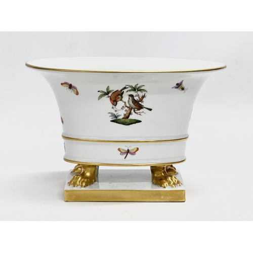 16 - A pair of Early 20th Century Herend pottery hand painted ‘Rothschild Bird’ vases/bowls. With gilt li... 