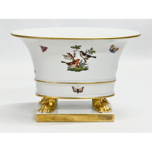 16 - A pair of Early 20th Century Herend pottery hand painted ‘Rothschild Bird’ vases/bowls. With gilt li... 