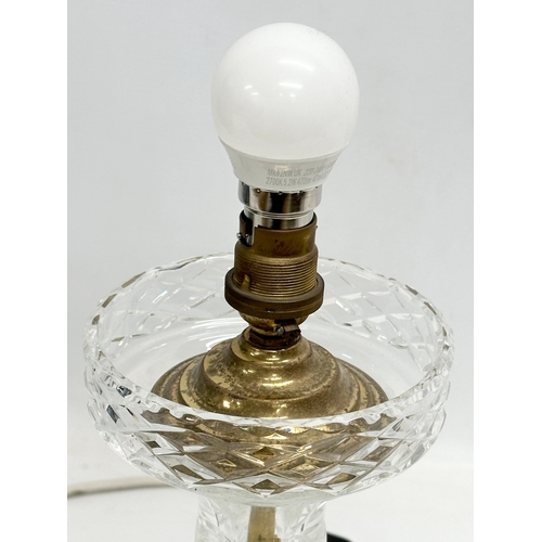 94 - A large vintage 2 piece crystal table lamp. 23x43cm