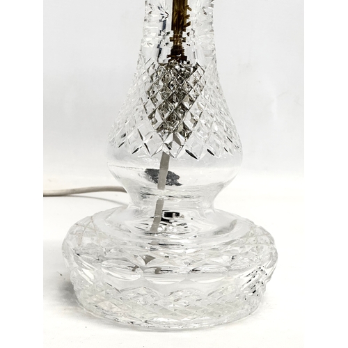 94 - A large vintage 2 piece crystal table lamp. 23x43cm