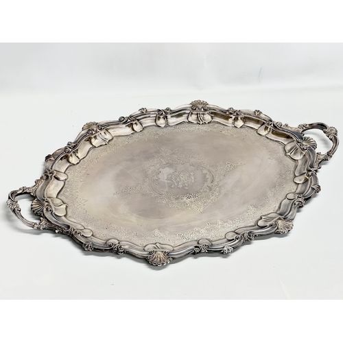 136 - A large good quality Late 19th Century Henry, Edward and Frank Atkin plated serving tray. 73x48cm