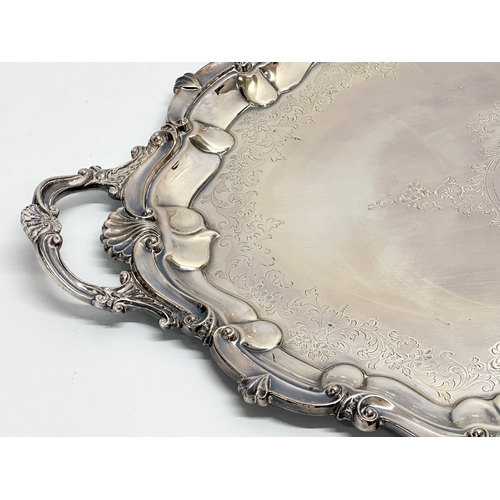 136 - A large good quality Late 19th Century Henry, Edward and Frank Atkin plated serving tray. 73x48cm