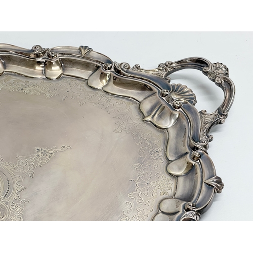 136 - A large good quality Late 19th Century Henry, Edward and Frank Atkin plated serving tray. 73x48cm