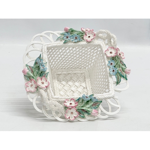 142 - Daly Celtic Weave. 2 Parian china woven baskets by Celtic Weave. 14x7cm