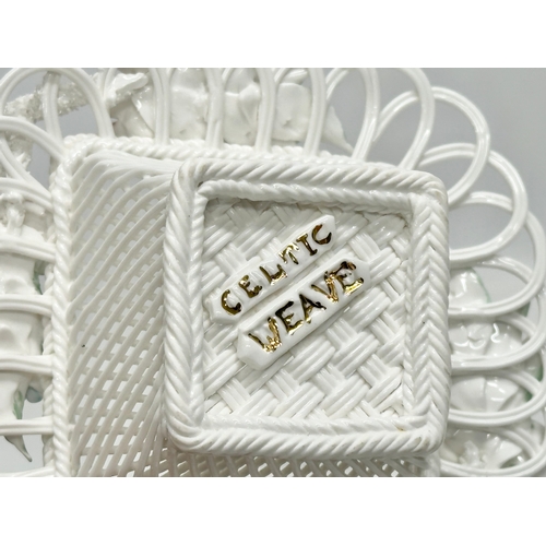 142 - Daly Celtic Weave. 2 Parian china woven baskets by Celtic Weave. 14x7cm