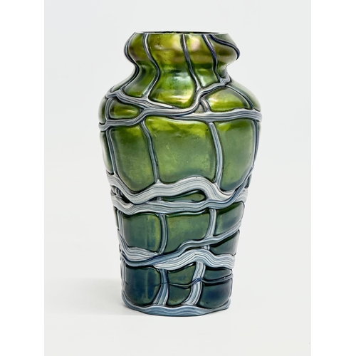 47 - Pallme-Konig. An Early 20th Century Austrian iridescent threaded glass vase by Pallme-Konig. Circa 1... 