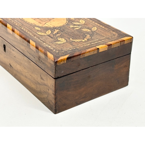 12 - Killarney. A 19th Century Irish inlaid arbus and satin wood jewellery box, made in Killarney Ireland... 