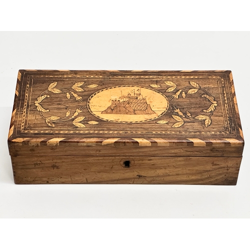 12 - Killarney. A 19th Century Irish inlaid arbus and satin wood jewellery box, made in Killarney Ireland... 