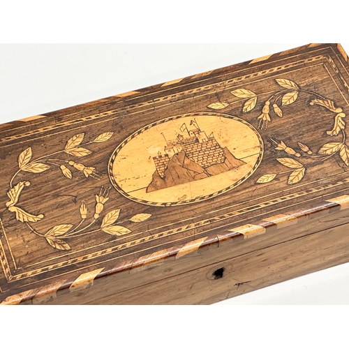 12 - Killarney. A 19th Century Irish inlaid arbus and satin wood jewellery box, made in Killarney Ireland... 