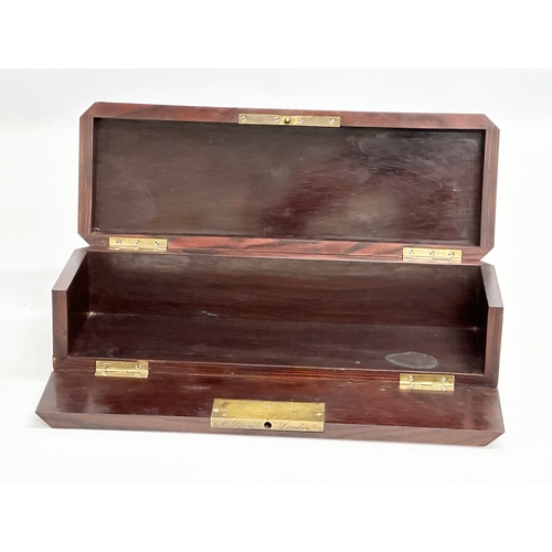 18 - An excellent quality 19th Century inlaid white oak, rosewood fall front glove box with rosewood inte... 