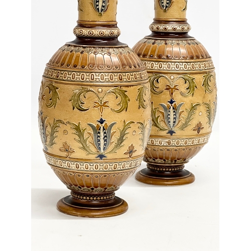 100 - An impressive pair of Late 19th Century Villeroy & Boch Mettlach glazed stoneware vases. Circa 1890.... 