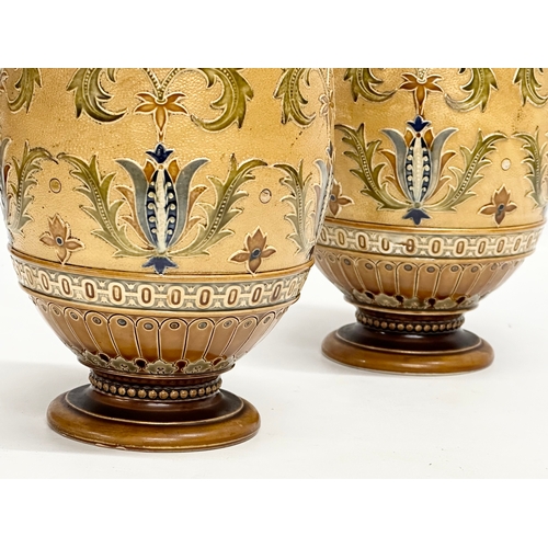 100 - An impressive pair of Late 19th Century Villeroy & Boch Mettlach glazed stoneware vases. Circa 1890.... 