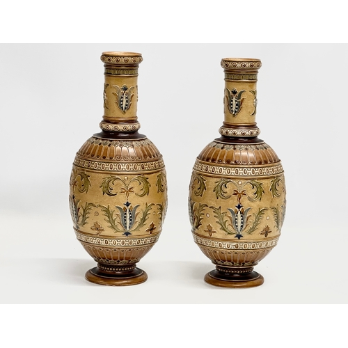 100 - An impressive pair of Late 19th Century Villeroy & Boch Mettlach glazed stoneware vases. Circa 1890.... 