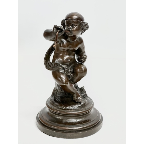 20 - A good quality 19th Century French bronze cherub censer figurine. 11x18cm.