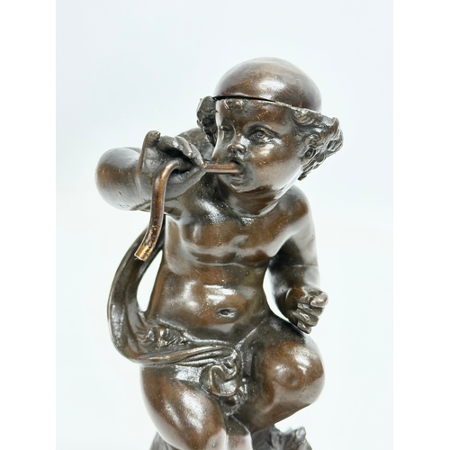 20 - A good quality 19th Century French bronze cherub censer figurine. 11x18cm.