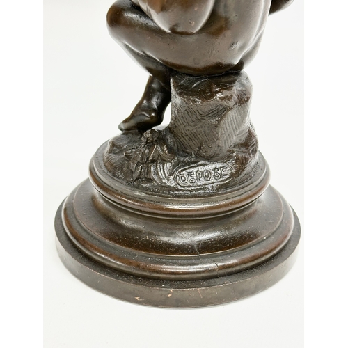 20 - A good quality 19th Century French bronze cherub censer figurine. 11x18cm.