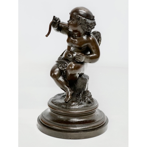 20 - A good quality 19th Century French bronze cherub censer figurine. 11x18cm.