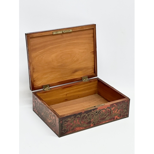 24 - A good quality Mid 19th Century brass inlaid boulle work jewellery box, with cedar wood interior. Ci... 