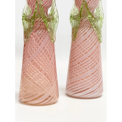 104 - Franz Welz. A pair of Late 19th/Early 20th Century Czech opalescent and uranium glass vases. Attribu... 