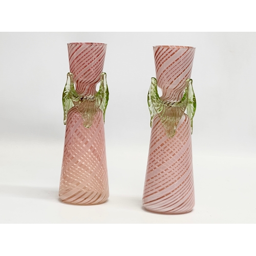 104 - Franz Welz. A pair of Late 19th/Early 20th Century Czech opalescent and uranium glass vases. Attribu... 