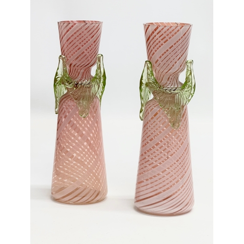 104 - Franz Welz. A pair of Late 19th/Early 20th Century Czech opalescent and uranium glass vases. Attribu... 