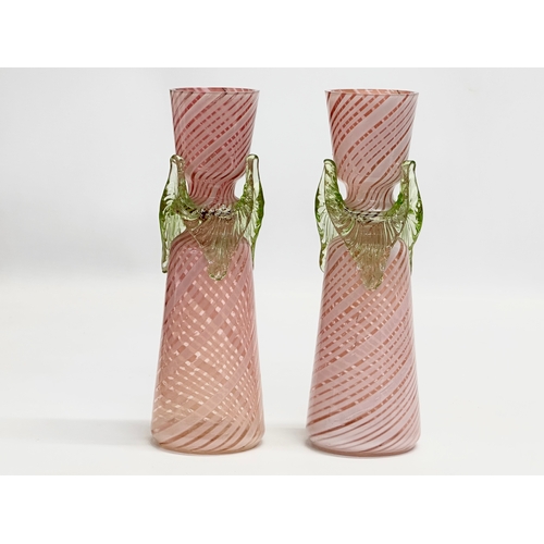 104 - Franz Welz. A pair of Late 19th/Early 20th Century Czech opalescent and uranium glass vases. Attribu... 