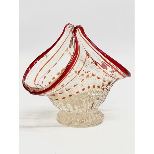 146 - A 20th Century Bohemian glass basket. 15.5x8x13cm.