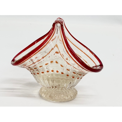 146 - A 20th Century Bohemian glass basket. 15.5x8x13cm.