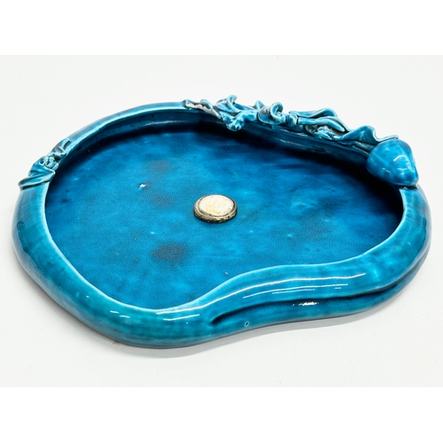 57 - An 18th/19th Century Chinese turquoise glazed brush washer. 24x23x5cm.