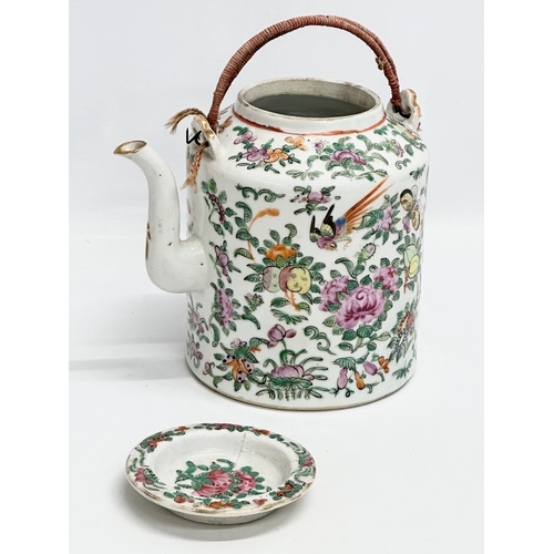 58 - A 19th Century Chinese Canton Famille Rose teapot with cover. 19x14x18cm