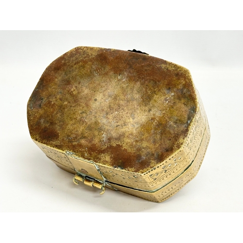 109 - A Late 19th Century Indian brass Paan box. 18x15x11cm