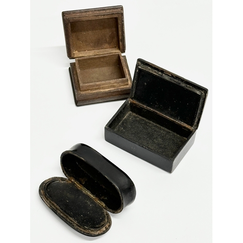 156 - Three 19th Century snuff boxes. 6.5cm