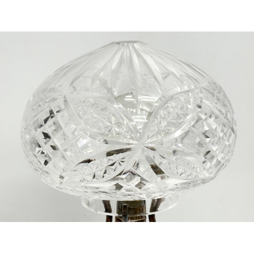 114 - A 1930’s cut glass mushroom table lamp. 41cm.