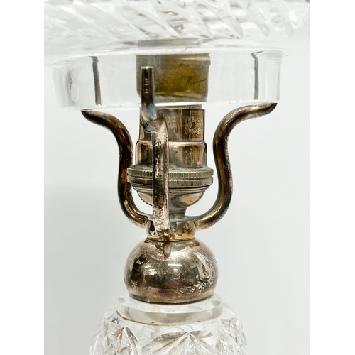 114 - A 1930’s cut glass mushroom table lamp. 41cm.