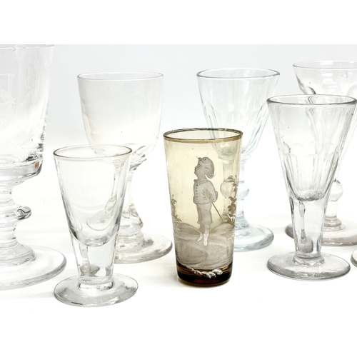 183 - A collection of 19th Century drinking glasses. Including a later Royal Army Chaplains Department gla... 