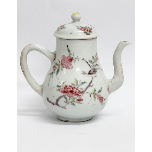 204 - A small 18th Century Chinese Export Famille Rose teapot. 12x12cm.