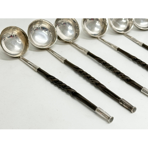 55 - A set of eight 19th Century silver plated toddy ladles with baleen twist handles. Georgian/Early Vic... 