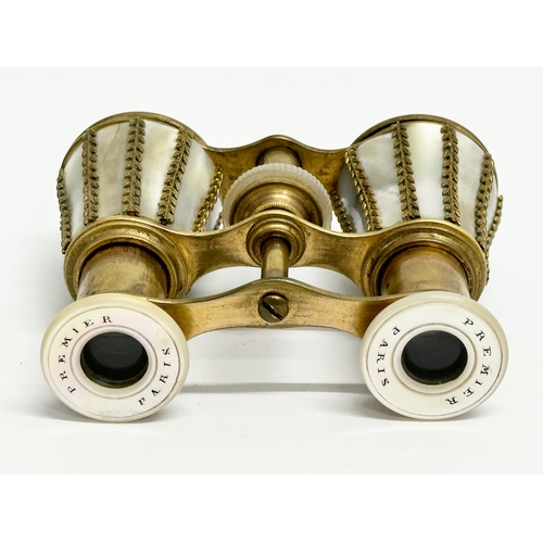 207 - A pair of Late 19th/Early 20th Century Premier Paris brass and mother of pearl opera glasses with or... 