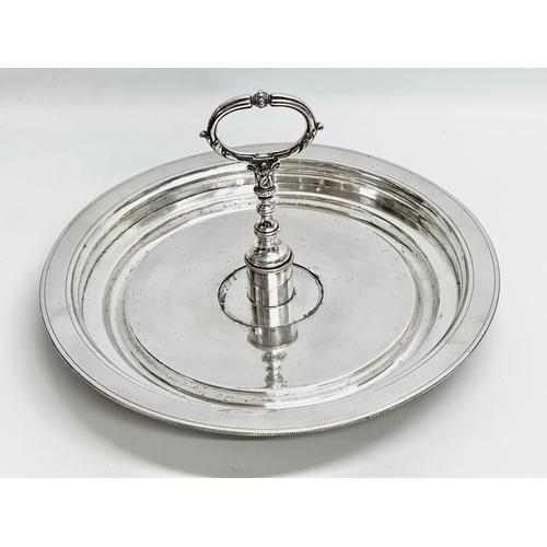 214 - A large 19th Century silver plated serving tray. Possibly for oysters. 38x25cm.