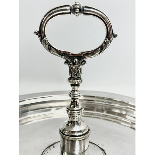 214 - A large 19th Century silver plated serving tray. Possibly for oysters. 38x25cm.