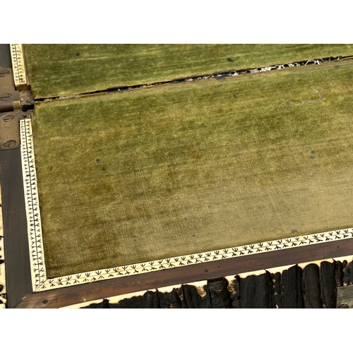 38 - A large Mid Victorian Staghorn writing slope. With bone inlay and original glass inkwells. Closed 37... 