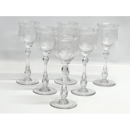 39 - A set of 6 Early 20th Century Thomas Webb ‘Intaglio’ hock glasses/wine glasses. Circa 1905-1930. 20c... 