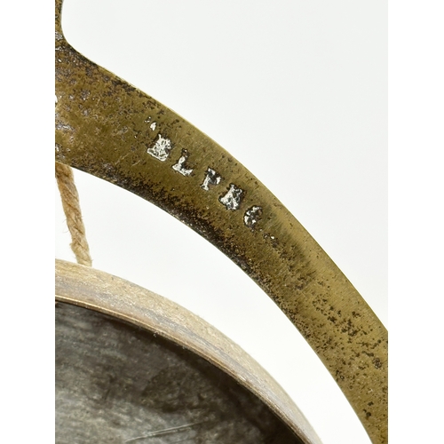 255 - A Late 19th Century Victorian brass gong on stand. 15x15x32cm.