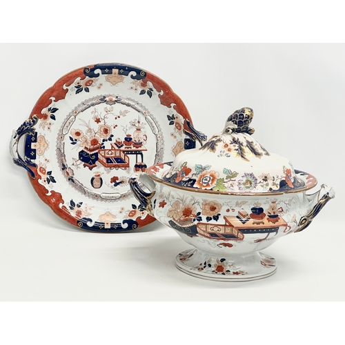 273 - A large Mid 19th Century Morley & Ashworth tureen, cover and base plate. Circa 1859-1862. Tureen 34x... 